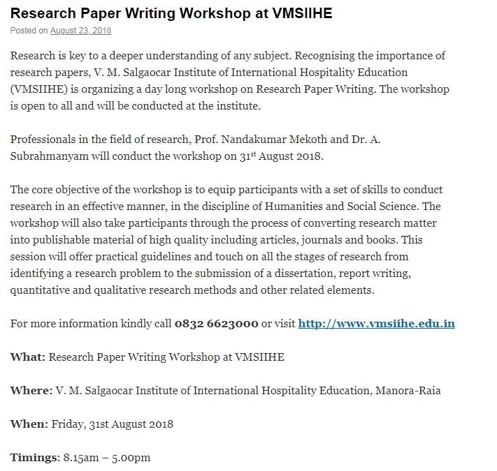 VMSIIHE -Hospitality Institute in India-News