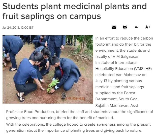 VMSIIHE -Hospitality College India-News