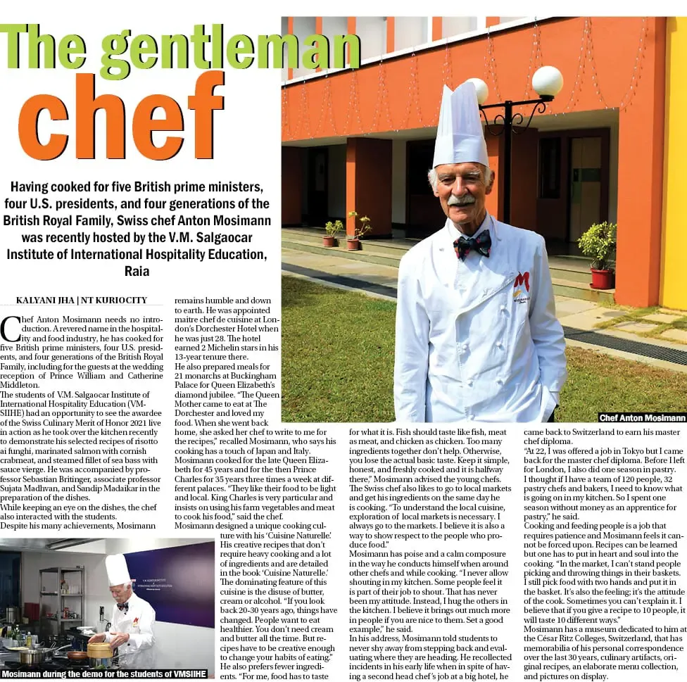 VMSIIHE -Hospitality College in Goa, India-News