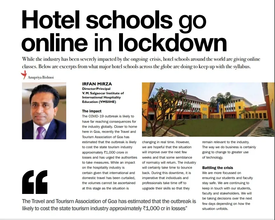 VMSIIHE -Top Hospitality Institute in Goa, India-News
