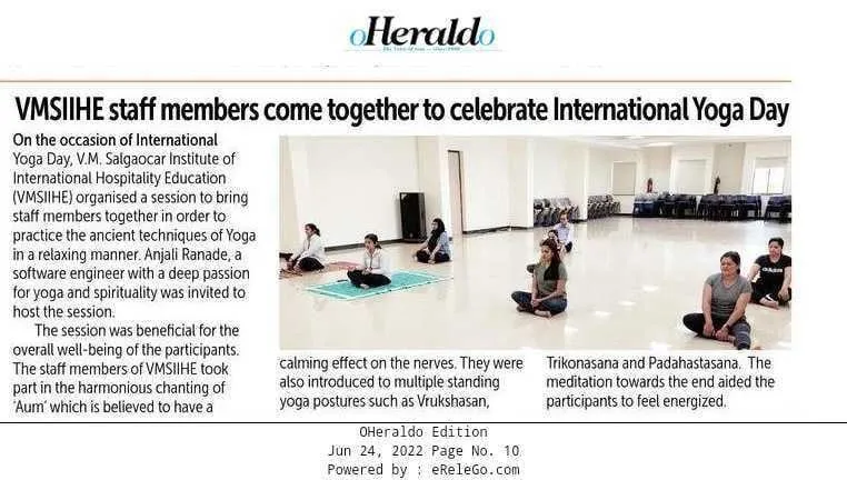 VMSIIHE -Top Hospitality Institute in Goa, India-News