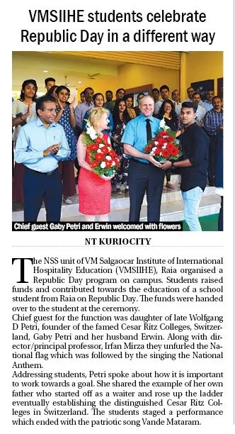 VMSIIHE -Hospitality College India-News