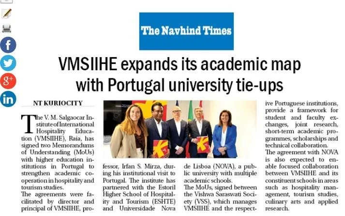 VMSIIHE expands its academic map with Portugal university tie-ups
