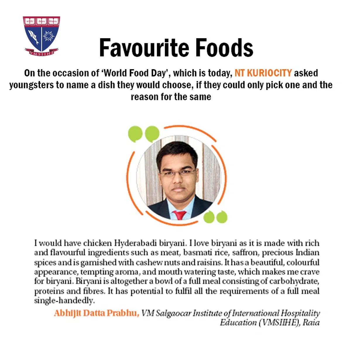 VMSIIHE -Hospitality College in Goa, India-News