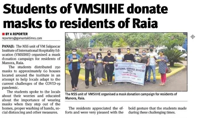 VMSIIHE -Top Hospitality College in Goa, India-News