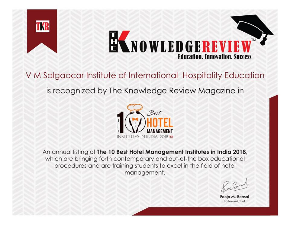 VMSIIHE -Top Hospitality College in Goa, India-News