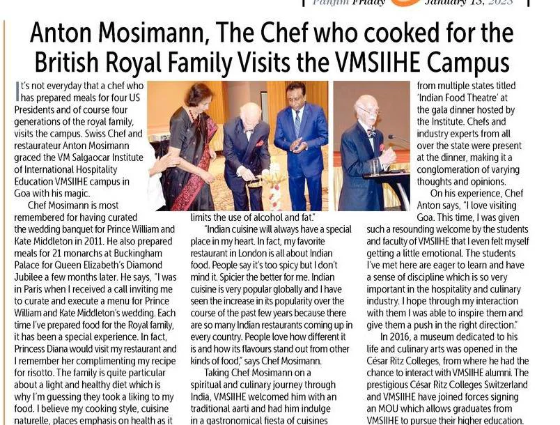 VMSIIHE -Hospitality College in Goa, India-News