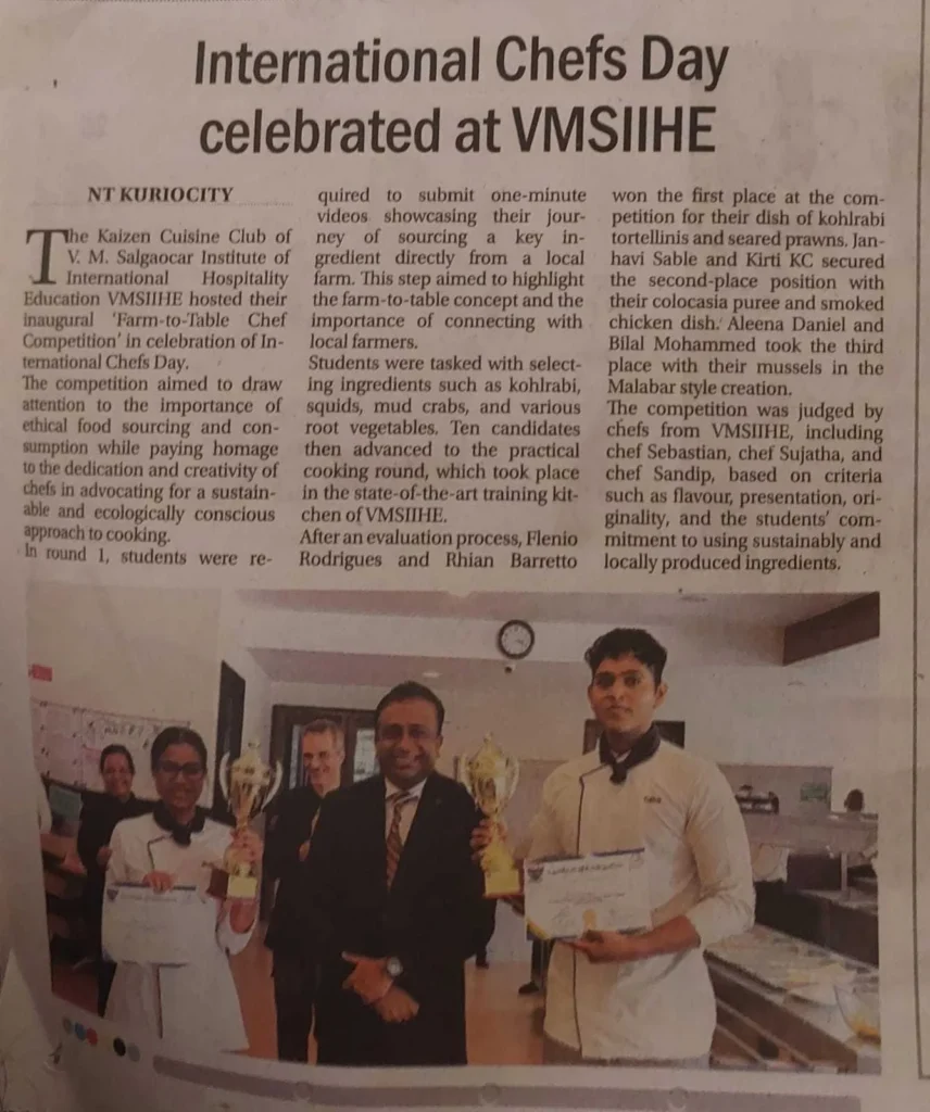 VMSIIHE -Hospitality College India-News