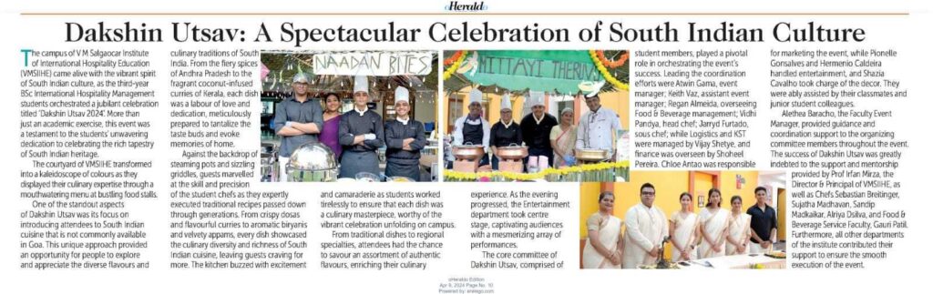 VMSIIHE -Hospitality College India-News