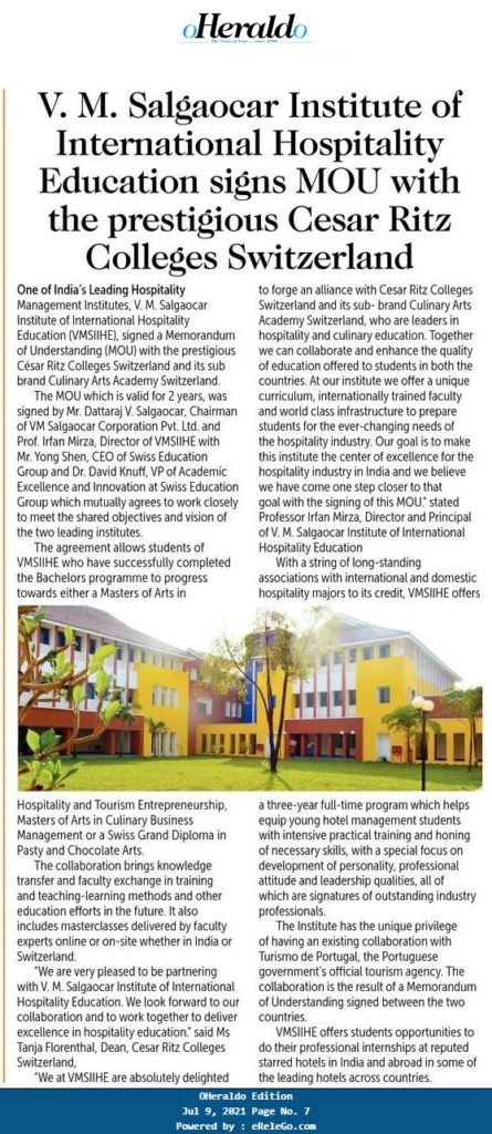 VMS- Hospitality Institute in india