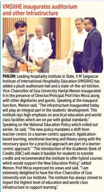 VMSIIHE -Hospitality College India-News